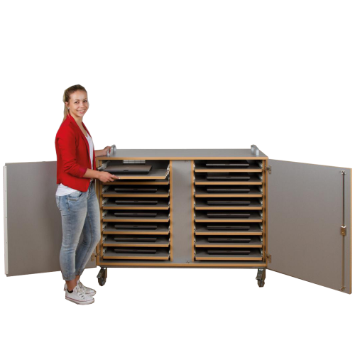 Laptopwagen mit 24 Teleskopauszügen, fahrbar B/H/T: 135x137,5x60 cm