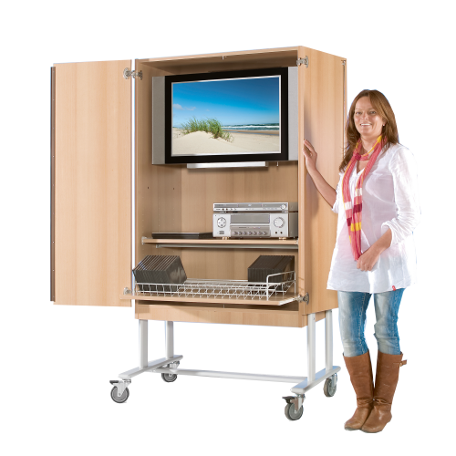 Zweitüriger TV-Wagen mit 1 Einlegeboden, fahrbar B/H/T: 108x189x60 cm