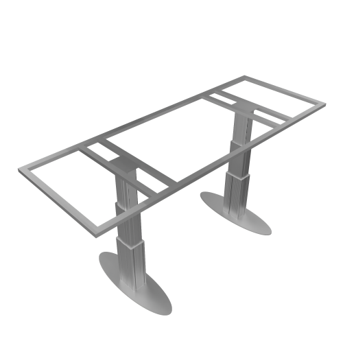 Elektrisch höhenverstellbarer Schreibtisch, Gestell in Weißaluminium Tischplatte B/T: 275x110 cm