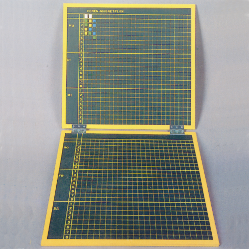 Handplan magnetisch, Stundenplan im verkleinerten Maßstab magnethaftend, mit Kreide beschreibbar, für 10 Klassen mit 8 Stunden Unterricht
