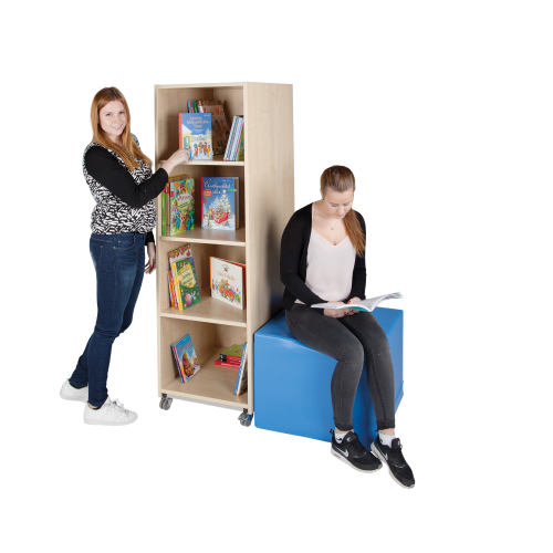 Bücherturm mit offenen Fächern B/H/T: 52x165x64 cm, fahrbar, doppelseitig