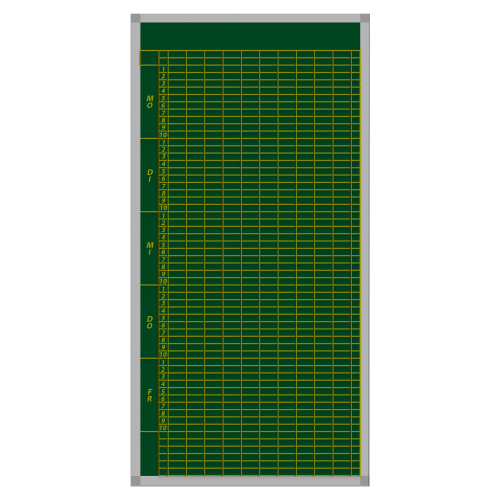Klassenplantafel erweiterbar, Stahlemaillie grün Stundenplantafel Set endlos um jeweils 10 Klassenspalten erweiterbar