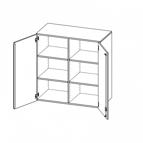 Aufsatzschrank für ErgoTray Serie, 3 Ordnerhöhe - Serie evo180 B/H/T: 138,7x108x40 cm, zwei Türen, mit Mittelwand