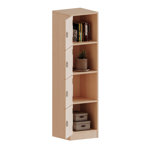 Schließfachschrank, 4 Ordnerhöhen - Serie evo180 Breite 40,5 cm, Gesamthöhe 154 cm, 4 Schließfächer, mit Sockel (81 mm)