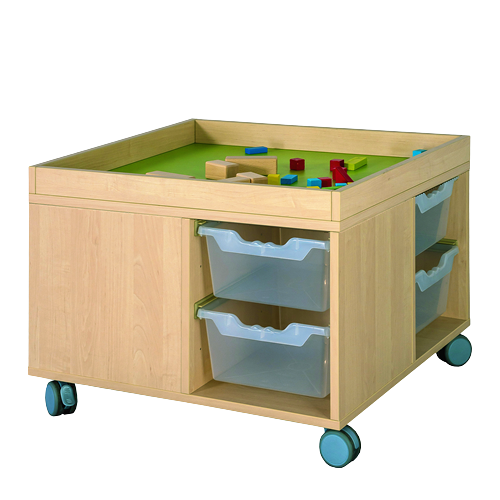 Bau- und Spielinsel mit Linoleumfläche und Aufkantung B/H/T: 75x54x75 cm