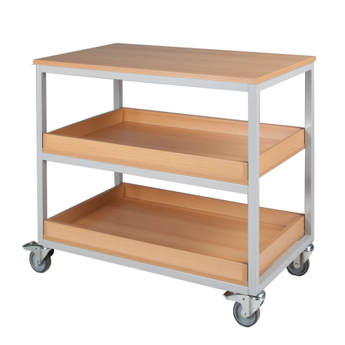 Vorbereitungswagen mit 3 Ablageböden, 2 mit Aufkantung, fahrbar B/H/T: 100x90x60 cm