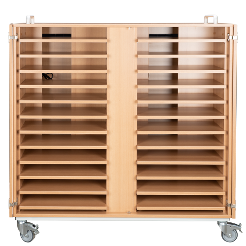 Laptopwagen mit 24 Einlegeböden, fahrbar B/H/T: 135x137,5x60 cm