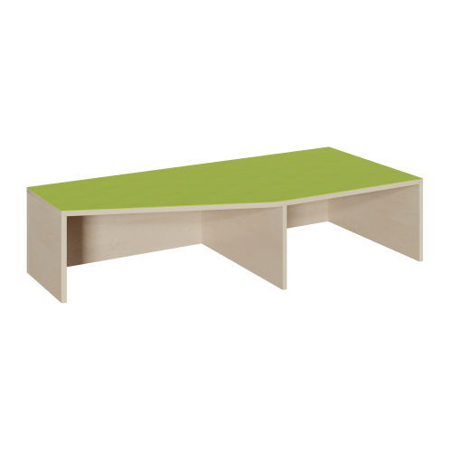 Podest mit Linoleum-Deckplatte, für Tiefenübergang links abgeschrägt B/T: 150x70/40, rechts Nische für 66 cm tiefen Rollkasten