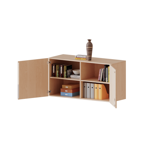 Aufsatzschrank für ErgoTray Serie, 2 Ordnerhöhe - Serie evo180 Gesamthöhe 72 cm, Breite 138,7 cm, zwei Türen, mit Mittelwand