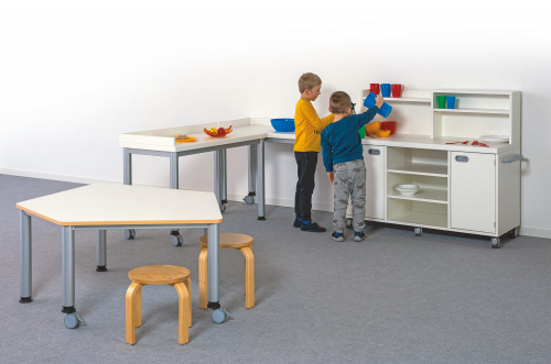 Servierwagen B/H/T: 120/132x107x52 cm, mobiler 3teiliger Unterschrank mit Arbeitsplatte und Aufsatz