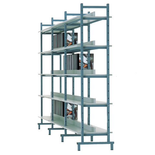 Boden mit Stahlunterzug für Bücherregal doppelseitig B/H/T: 95x4,5x50 cm, mit mittlerer Aufkantung, Dekor nach Wahl