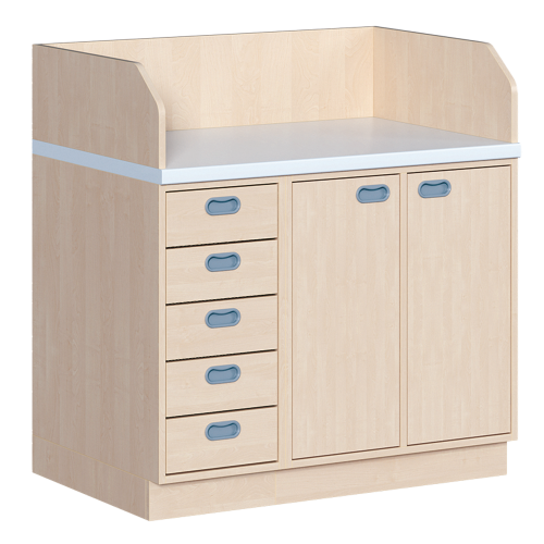 Wickelkommode, dreireihig Türen, 5 Schübe, B/H: 107x113 cm