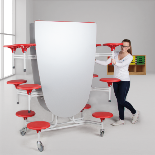 Spaceflex 2.0 Klapptisch mit Melaminplatte, oval B/H/T: 305x74x107 cm, 12 Sitze, Sitzhöhe 46 cm