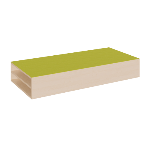 Rechteck-Podest für Liegepolster, mit Linoleum-Deckplatte B/H/T: 150x24x70 cm, 2 Stück Liegepolster 140 cm, einzeln auf Zwischenböden