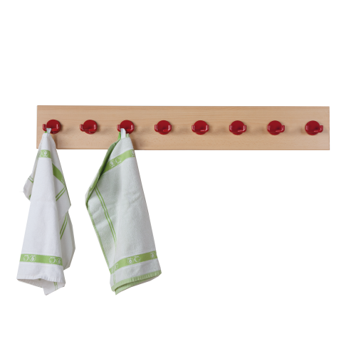 einfache Hakenleiste mit Zweifachhaken 15 cm hoch, Länge wählbar, 8 Zweifachhaken je lfm