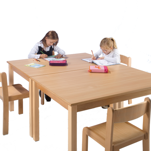 Rechtecktisch mit Massivholzgestell und Schichtstoffplatte B/T: 120x60 cm, in 7 Tischhöhen lieferbar