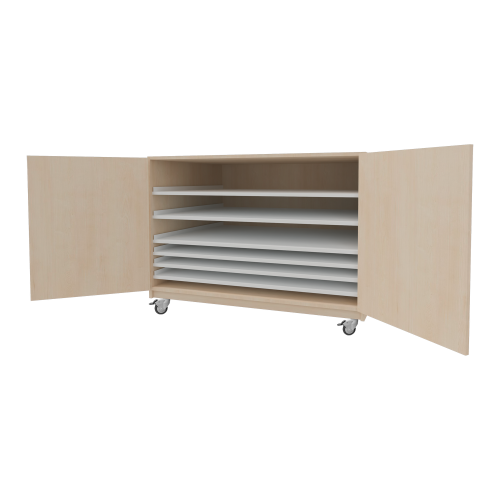 Bildertruhe fahrbar mit 6 Böden B/H/T: 111x90x81 cm, für Bildformate bis 100x70 cm, Dekor nach Wahl