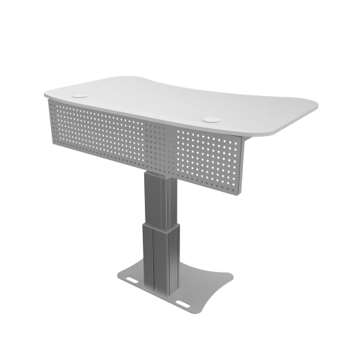 Elektrisch höhenverstellbares Pult mit Blechkabelkanal & Frontblende B/H/T: 160x65-135x90 cm