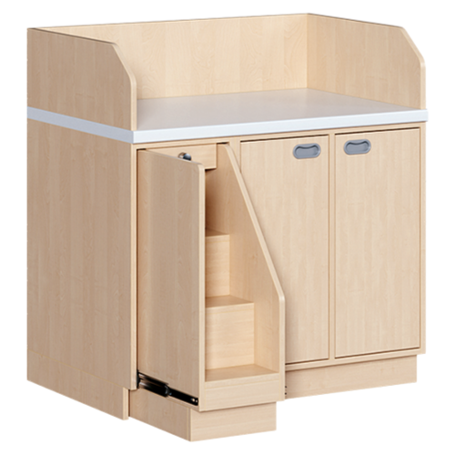 Wickelkommode, dreireihig B/H: 107x113 cm, Ausziehbarer Aufstieg, Türen