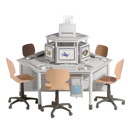 Computerinsel mit 6 Arbeitsplätzen B/H/T: 200x72x100 cm