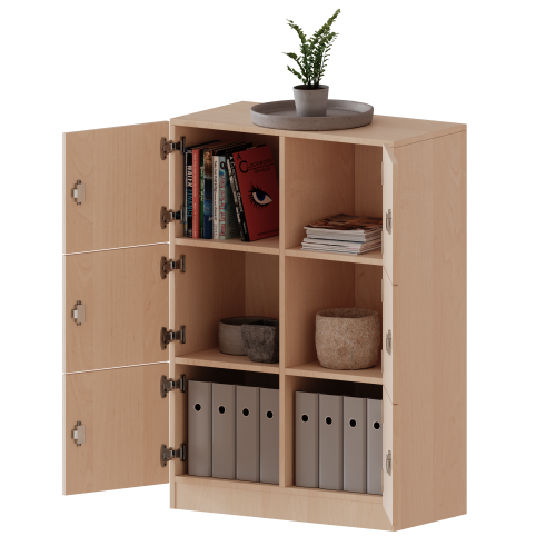 Schließfachschrank, 3 Ordnerhöhen - Serie evo180 Breite 80 cm, Gesamthöhe 118 cm, 6 Schließfächer, mit Sockel (81 mm)