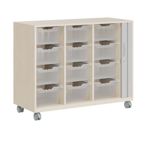 Ergo Tray Sideboard Serie CSRF 3 mit Rollotür B/H/T: 117,9x100x50 cm, auf Sockel, 12 hohe Ergotray-Boxen
