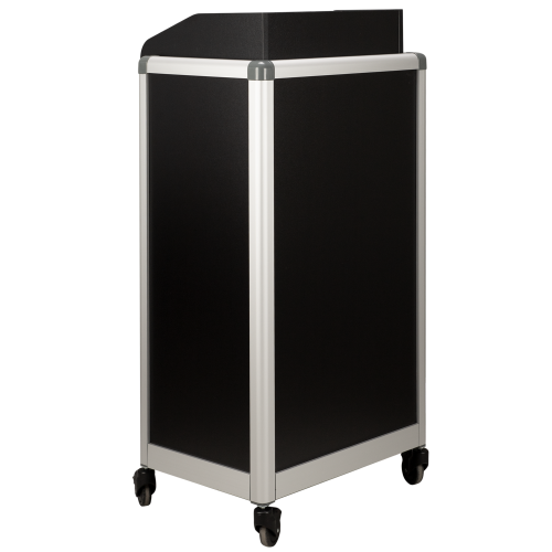 Rednerpult ALU, höhenverstellbar Fahrbar auf 4 Rollen