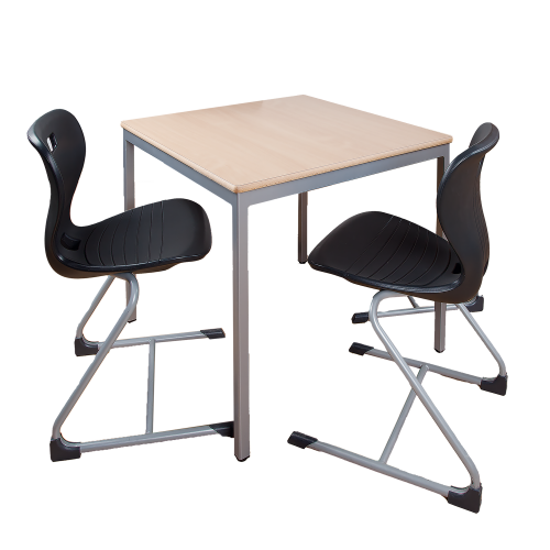 Quadratischer Tisch, Platte mit Schichtstoff B/T: 60 x 60 cm, wählbare Tischhöhe, Gestell Stahlquadratrohr 30x30