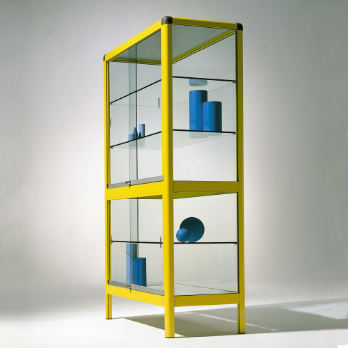 Aluminiumvitrine V17GG mit 3 verstellbaren Dickglasböden B/H/T: 100x180x50 cm