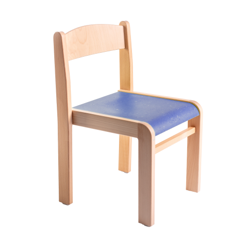 Stapelstuhl LIMBI mit Linoleum Holzstuhl, Sitz Linoleum beschichtet, Sitzhöhe 21 cm